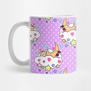 Star Moon and Cloud Polk-a-dot Pattern Mug